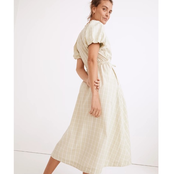 NWT Madewell Plaid Tie-Waist Midi Dress - Picture 4 of 6